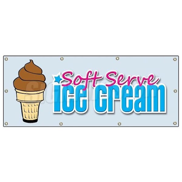 SOFT SERVE CHOCOLATE ICE CREAM BANNER SIGN signs shop cones sundae